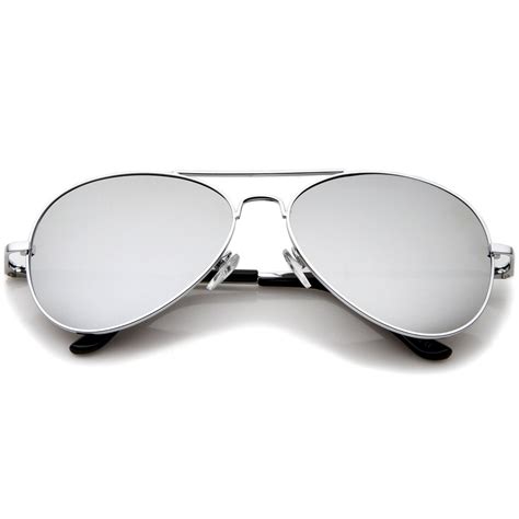 silver frame aviator sunglasses.